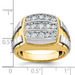 IBGoodman 10k Two-tone Men's Polished and Grooved 3-Row 1 Carat A Quality Diamond Cluster Ring