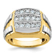 IBGoodman 10k Two-tone Men's Polished and Grooved 3-Row 1 Carat A Quality Diamond Cluster Ring