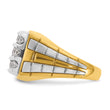14k Two-tone Men's Polished and Grooved 3-Row 1 Carat Lab Grown Diamond Cluster Ring, Size 10 - Birthstone Company