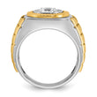14k Two Tone 1 carat Lab Grown Diamond VS/SI+ G+ Complete Polished Satin and Textured Men's Ring, Size 10 - Birthstone Company