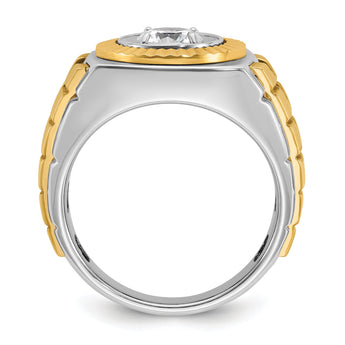 14k Two-tone Men's Polished and Textured Lab Grown Diamond Ring - Sophia Jewelers