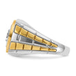 14k Two Tone 1 carat Lab Grown Diamond VS/SI+ G+ Complete Polished Satin and Textured Men's Ring, Size 10 - Birthstone Company
