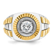 14k Two Tone 1 carat Lab Grown Diamond VS/SI+ G+ Complete Polished Satin and Textured Men's Ring, Size 10 - Birthstone Company