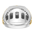 14k Two Tone 1 carat Lab Grown Diamond VS/SI+ G+ Complete Polished Satin and Textured Men's Ring, Size 10 - Birthstone Company