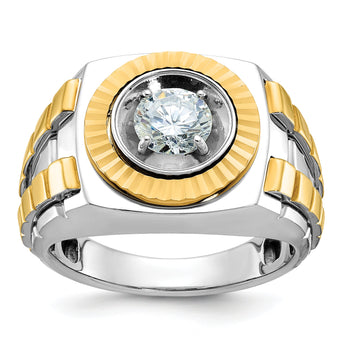 14k Two-tone Men's Polished and Textured Lab Grown Diamond Ring - Sophia Jewelers