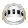 IBGoodman 10k Two-tone with Black Rhodium Men's Polished Textured and Diamond-cut 1 Carat A Quality Diamond Round Cluster Ring