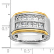 14k Two-tone Men's Polished and Satin 2-Row 2 Carat Lab Grown Princess-cut Diamond Ring - Sophia Jewelers