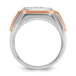 14k White and Rose Gold Men's Polished and Satin 1 Carat Lab Grown Diamond Cluster Ring, Size 10 - Birthstone Company