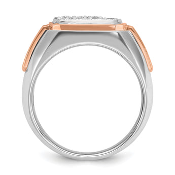 14k White and Rose Gold Men's Polished and Satin 1 Carat Lab Grown Diamond Cluster Ring, Size 10 - Birthstone Company