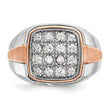 14k White and Rose Gold Men's Polished and Satin 1 Carat Lab Grown Diamond Cluster Ring, Size 10 - Birthstone Company