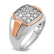 14k White and Rose Gold Men's Polished and Satin 1 Carat Lab Grown Diamond Cluster Ring, Size 10 - Birthstone Company