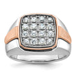14k White and Rose Gold Men's Polished and Satin 1 Carat Lab Grown Diamond Cluster Ring, Size 10 - Birthstone Company