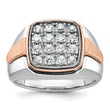 14k White and Rose Gold Men's Polished and Satin 1 Carat Lab Grown Diamond Cluster Ring - Sophia Jewelers