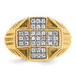 IBGoodman 10k Men's Polished Textured and Grooved 1/2 Carat A Quality Diamond Cross Cluster Ring