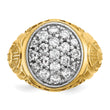 IBGoodman 10k Two-tone Men's Polished and Textured 1 5/8 Carat A Quality Diamond Oval Cluster Ring