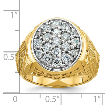 IBGoodman 10k Two-tone Men's Polished and Textured 1 5/8 Carat A Quality Diamond Oval Cluster Ring