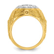 14k Two-tone Men's Polished and Textured 1 5/8 Carat Lab Grown Diamond Oval Cluster Ring, Size 10 - Birthstone Company