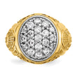 14k Two-tone Men's Polished and Textured 1 5/8 Carat Lab Grown Diamond Oval Cluster Ring, Size 10 - Birthstone Company