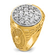 14k Two-tone Men's Polished and Textured 1 5/8 Carat Lab Grown Diamond Oval Cluster Ring, Size 10 - Birthstone Company