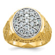 14k Two-tone Men's Polished and Textured 1 5/8 Carat Lab Grown Diamond Oval Cluster Ring, Size 10 - Birthstone Company