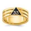 IBGoodman 10k Men's Polished and Grooved with Black Enamel Active 33rd Degree Masonic Ring