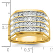 IBGoodman 10k with White Rhodium Men's Polished and Grooved 4-Row 1 1/5 Carat A Quality Diamond Ring