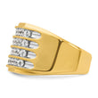 14k with White Rhodium Men's Polished and Grooved 4-Row 1 1/5 Carat Lab Grown Diamond Ring, Size 10 - Birthstone Company