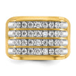 14k with White Rhodium Men's Polished and Grooved 4-Row 1 1/5 Carat Lab Grown Diamond Ring, Size 10 - Birthstone Company