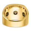 14k with White Rhodium Men's Polished and Grooved 4-Row 1 1/5 Carat Lab Grown Diamond Ring, Size 10 - Birthstone Company