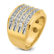 14k with White Rhodium Men's Polished and Grooved 4-Row 1 1/5 Carat Lab Grown Diamond Ring, Size 10 - Birthstone Company