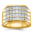 14k with White Rhodium Men's Polished and Grooved 4-Row 1 1/5 Carat Lab Grown Diamond Ring - Sophia Jewelers