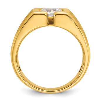 14k 1 carat Lab Grown Diamond VS/SI+ G+ Complete Polished and Satin Men's Ring, Size 10 - Birthstone Company