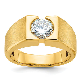 14k 1 carat Lab Grown Diamond VS/SI+ G+ Complete Polished and Satin Men's Ring, Size 10 - Birthstone Company
