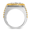 14k Two-tone Men's Polished Satin and Ribbed 3 Carat Lab Grown Diamond Round Cluster Ring - Sophia Jewelers