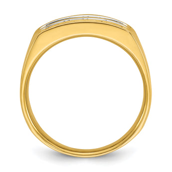 14k Men's Polished and Grooved 3-Row 1.65 Carat Lab Grown Diamond Ring, Size 10 - Birthstone Company