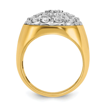 14k Two-tone Men's Polished Round 3 1/4 Carat Lab Grown Diamond Cluster Ring - Sophia Jewelers