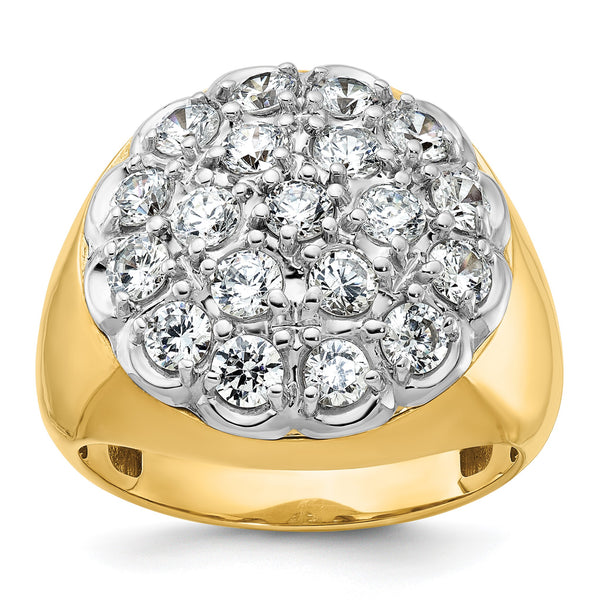 14k Two-tone Men's Polished Round 3 1/4 Carat Lab Grown Diamond Cluster Ring, Size 10 - Birthstone Company
