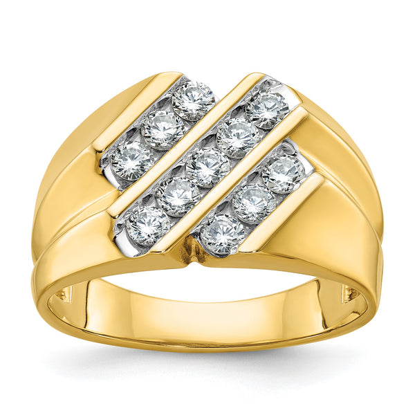 14k Men's Polished and Grooved 3/4 Carat Lab Grown Diamond Ring, Size 10 - Birthstone Company