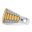 IBGoodman 14k Two-tone Men's Polished Satin and Ribbed 1 1/8 Carat A Quality Diamond Round Cluster Ring