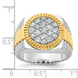 IBGoodman 14k Two-tone Men's Polished Satin and Ribbed 1 1/8 Carat A Quality Diamond Round Cluster Ring