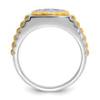 IBGoodman 14k Two-tone Men's Polished Satin and Ribbed 1/2 Carat A Quality Diamond Round Cluster Ring