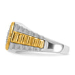 IBGoodman 14k Two-tone Men's Polished Satin and Ribbed 1/2 Carat A Quality Diamond Round Cluster Ring