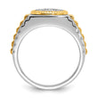 14k Two-tone Men's Polished Satin and Ribbed 1/2 Carat Lab Grown Diamond Round Cluster Ring, Size 10 - Birthstone Company