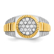 14k Two-tone Men's Polished Satin and Ribbed 1/2 Carat Lab Grown Diamond Round Cluster Ring, Size 10 - Birthstone Company