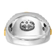 14k Two-tone Men's Polished Satin and Ribbed 1/2 Carat Lab Grown Diamond Round Cluster Ring, Size 10 - Birthstone Company