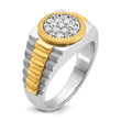 14k Two-tone Men's Polished Satin and Ribbed 1/2 Carat Lab Grown Diamond Round Cluster Ring, Size 10 - Birthstone Company