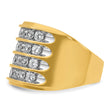 14k with White Rhodium Men's Polished 4-Row 3 5/8 Carat Lab Grown Diamond Ring, Size 10 - Birthstone Company