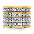 14k with White Rhodium Men's Polished 4-Row 3 5/8 Carat Lab Grown Diamond Ring, Size 10 - Birthstone Company