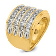 14k with White Rhodium Men's Polished 4-Row 3 5/8 Carat Lab Grown Diamond Ring, Size 10 - Birthstone Company