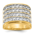 14k with White Rhodium Men's Polished 4-Row 3 5/8 Carat Lab Grown Diamond Ring, Size 10 - Birthstone Company